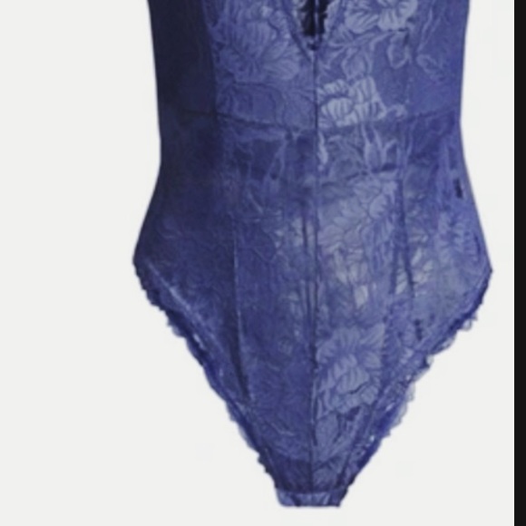 FREE PEOPLE EVERYDAY HALTER LACE BODY SUIT LARGE BLUE - Picture 7 of 7